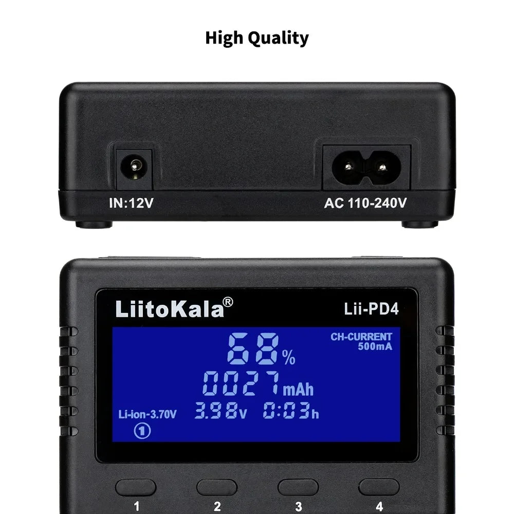LiitoKala Lii-PD2 Lii-PD4 LCD Lipo Battery Charger For 21700 20700 18650 18350 26650 22650 14500 NiMH Smart Full Automatic Stop