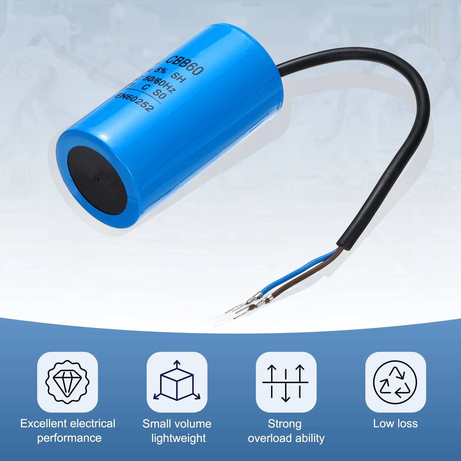 1/2Set CBB60 25-70uF Running Capacitor AC 450V 2 Wires 50/60Hz for Air Compressor Motor Washing Machine Refrigerator Motor Start