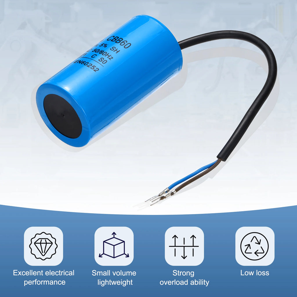 1/2Set CBB60 25-70uF Running Capacitor AC 450V 2 Wires 50/60Hz for Air Compressor Motor Washing Machine Refrigerator Motor Start