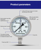 Stainless Steel Pressure Gauge Shock-resistant Radial Water Pressure 1.6Mpa Air Pressure Oil Pressure Hydraulic Vacuum Pressure