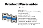 CG 1PCS Single-phase Solid State Relay Input 3-32VDC Output 24-480VAC DC to AC/DC to DC/AC to AC SSR 10/25/40A Module Relay
