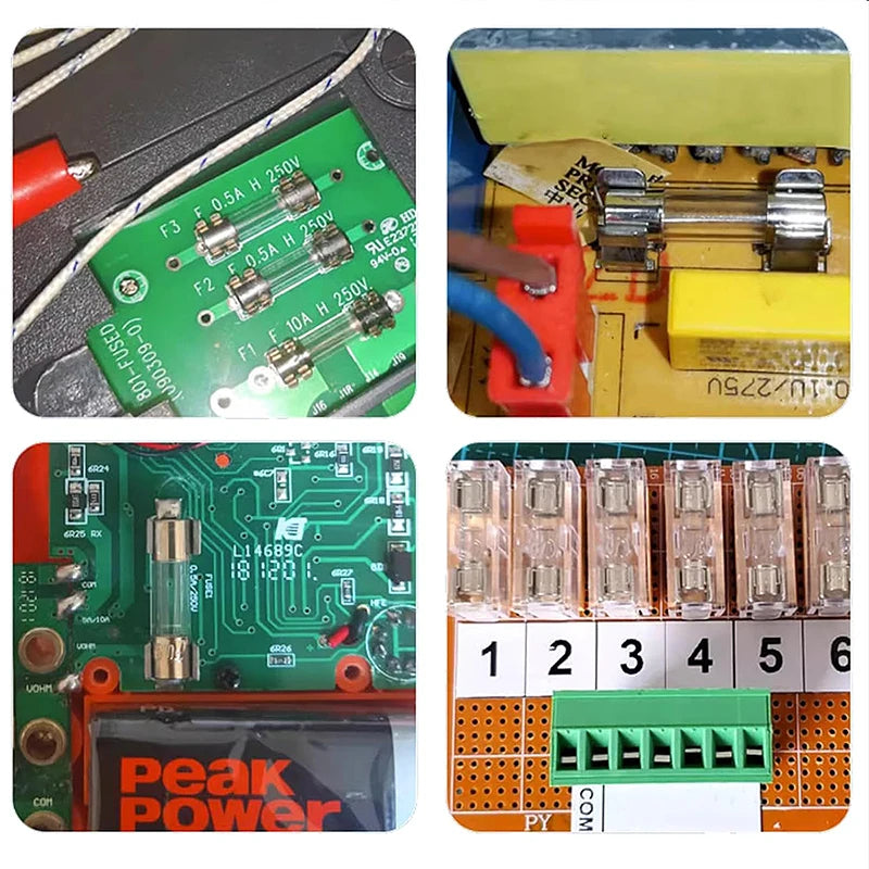 20PCS 5x20 6x30mm Ceramic Glass Fuse 250V 0.2A 0.5A 1A 2A 3A 5A 6A 8A 10A 15A 5*20 6*30 The Multimeter Fuses Auto Insurance Tube
