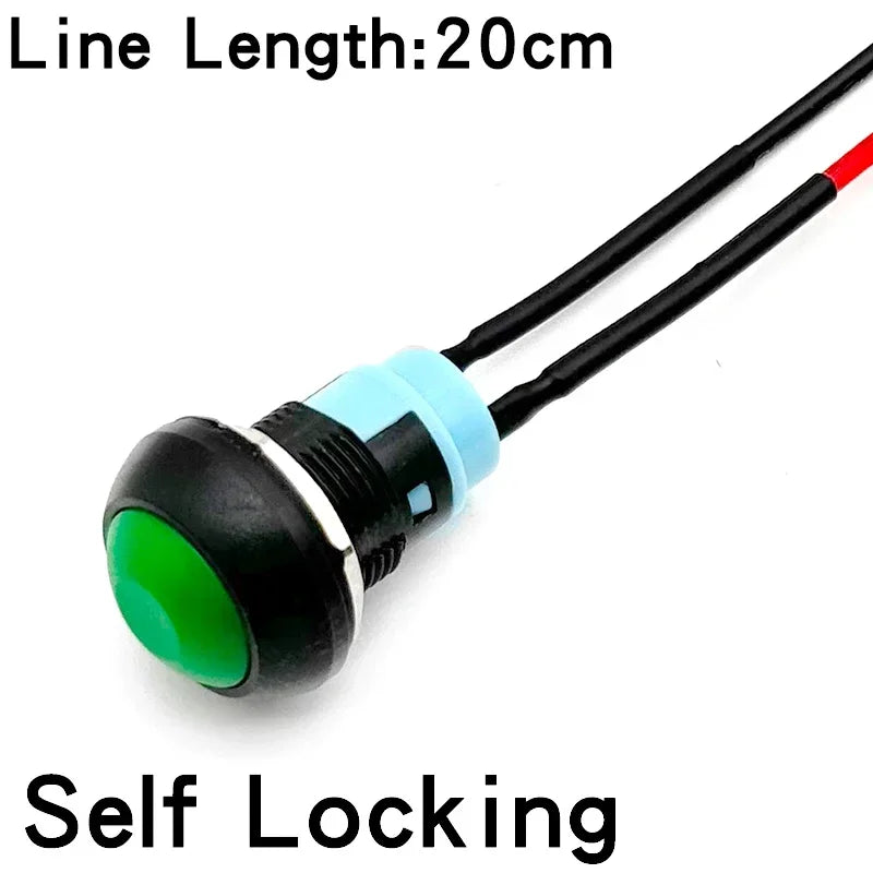 5/20PCS 12mm Momentary Push Button Switch ON OFF PBS-33B Self Reset Mini Round Switch With Wire 2Pin 1A DC12V