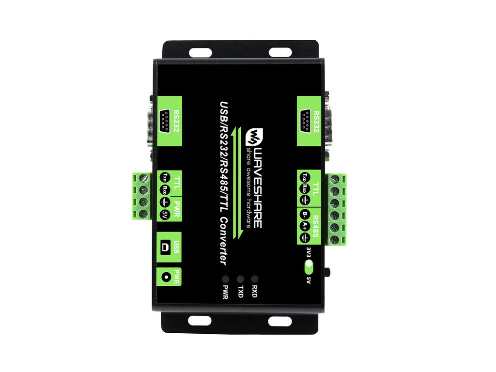 Waveshare Industrial Isolated Multi-Bus Converter, USB / RS232 / RS485 / TTL, Communication between different buses