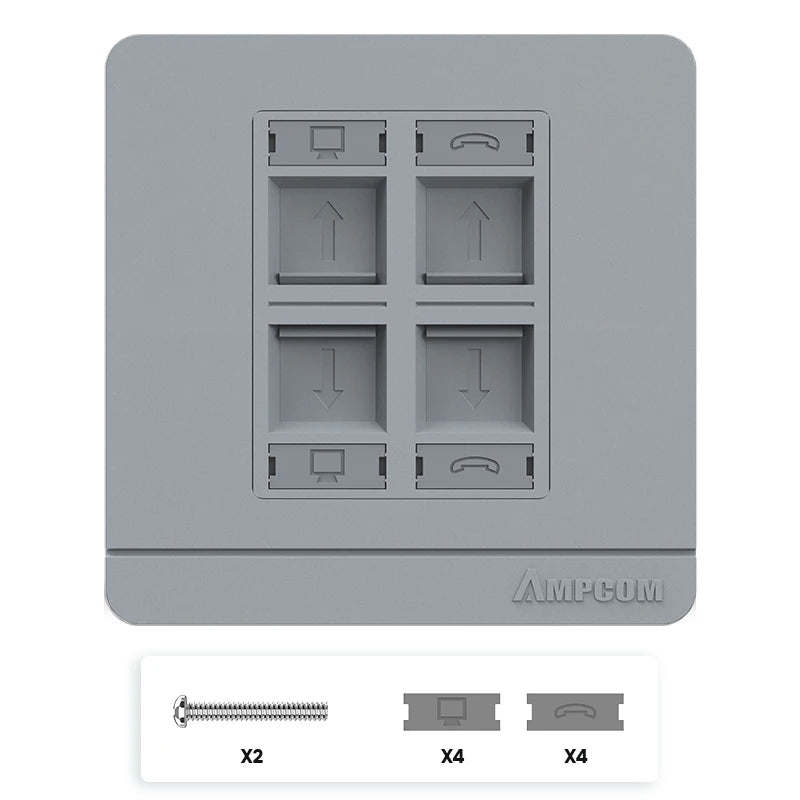 AMPCOM 86 Type Faceplate Computer Socket Panel Network Module RJ11 RJ45 Cable Interface Outlet Wall Socket Electrical Equipment
