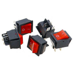 5pcs 2 Position Red Light Rocker Switch 16A/250V KCD4-20 4 Pin ON/OFF Toggle Switches 35 x 25.5 x 10mm