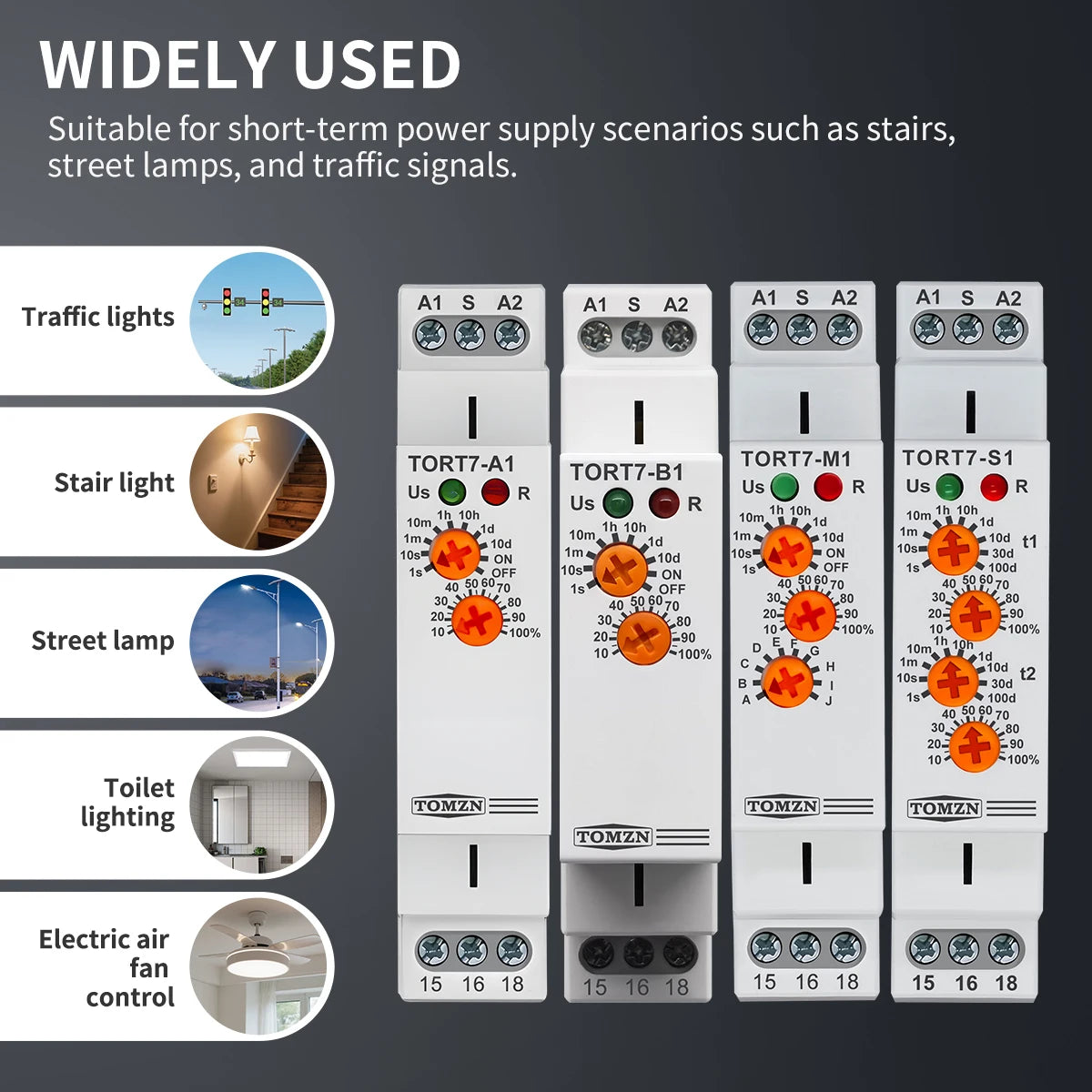 TORT7 Series Delay-ON Delay-OFF 10in1 Asymmetric Cycler Time Relay Multi-function Timer Switch 0.1S-10D Pulse Generator Interval