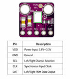 MP34DT01 PDM MEMS Microphone Module Simple Pulse Density Modulation Output Small Microphone