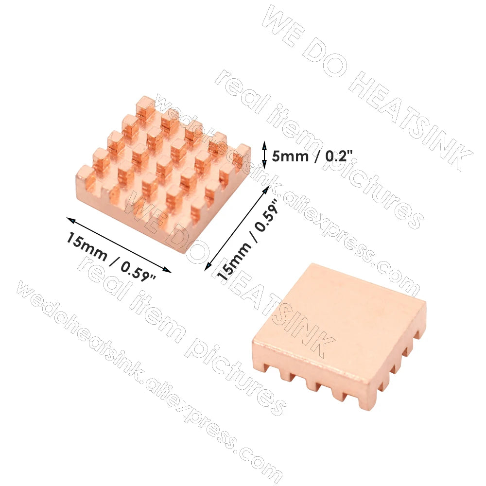 WE DO HEATSINK 10x10xmm 15x15x5mm 15x15x7mm Without or With Thermal Pad Square Pure Copper Heat Sink