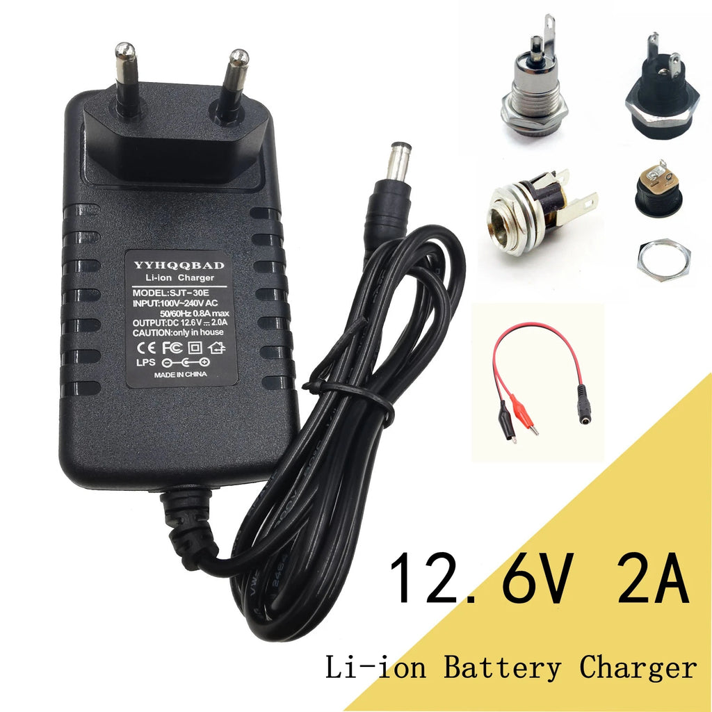 12.6V 2A Li-ion Battery Charger for 10.8V 11.1V Battery 3S 18650 Battery Pack Connector DC5525