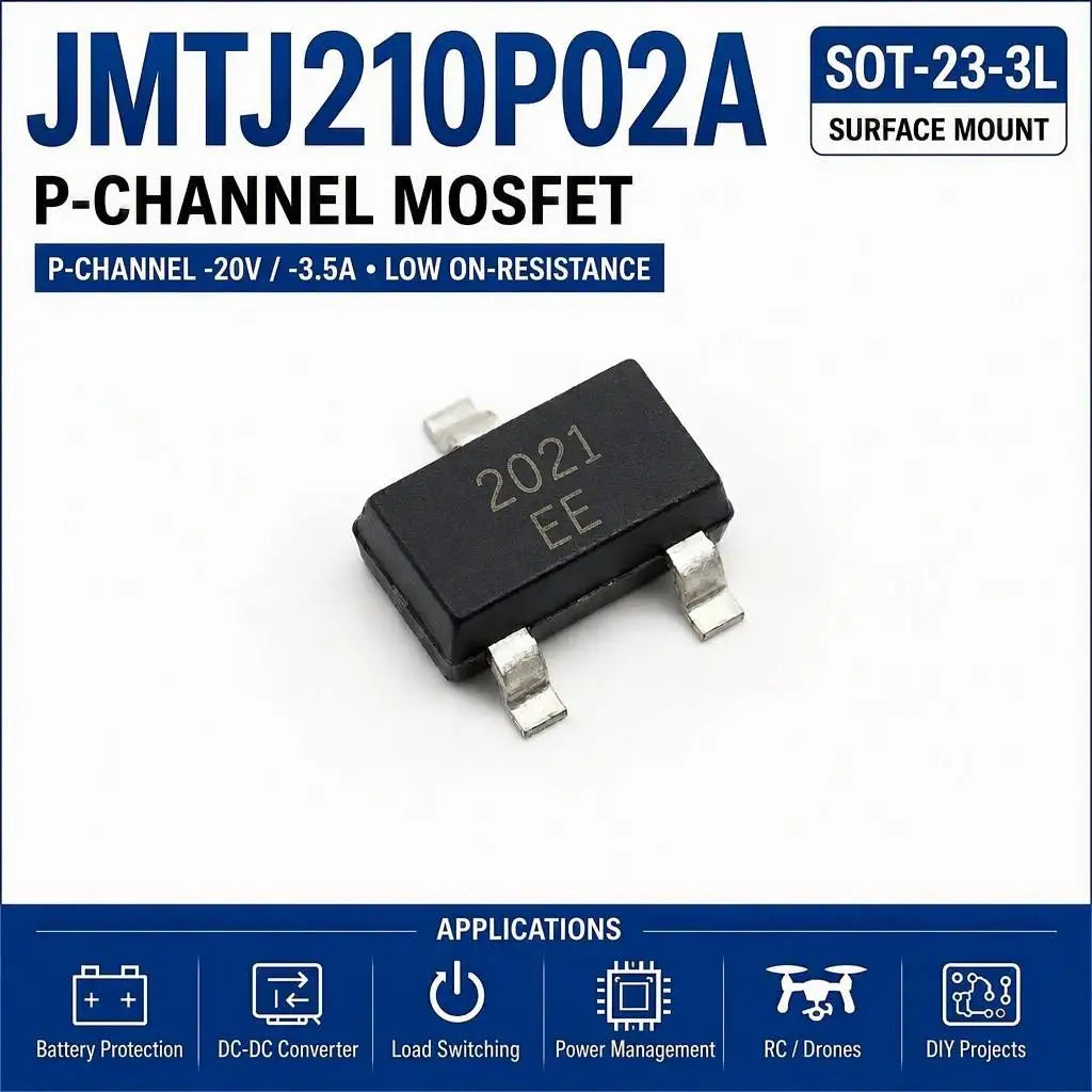 (100 pcs) JMTJ210P02A SOT-23-3L (Marking 2021 EE) - P-Channel MOSFET -20V -7A 32mΩ J210P02A