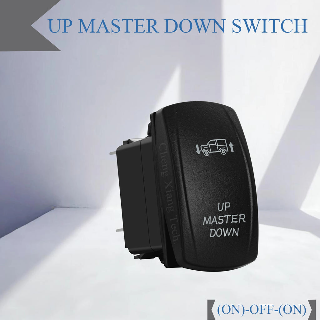 Waterproof 12V/24V 7-Pin DPDT Reverse Polarity Rocker Switch Blue LED Latching/Momentary On-Off-On for DC Linear Actuators Motor