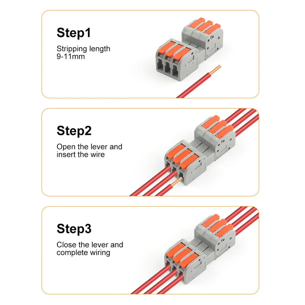 5Pcs Male Female Universal Compact Electrical Wiring Connectors Push-in Conductor Terminal Block Docking Mini Quick Wire Connect