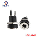 5.5X2.1/5.5X2.5MM DC Power Jack Socket Supply Female Panel Mount Connector Plug Adapter 2 Terminal Type DC Connector 5.5*1.35