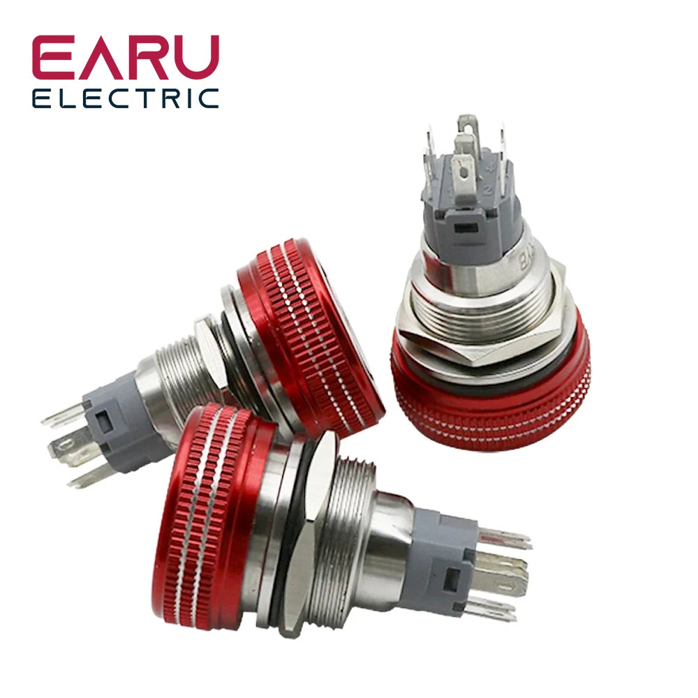 16/19/22MM Mushroom Metal Emergency Stop Push Button Switch Triple Dual Color RGB LED Light Rotary Power Switch 5V 12V 24V 220V