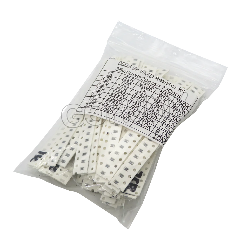 200PCS 660PCS 720PCS 4000PCS 0402 0603 0805 1206 1210 2512 SMD Resistor Kit 10K 100K 1K 1R 100R 220R 1% 5% Assorted Kit