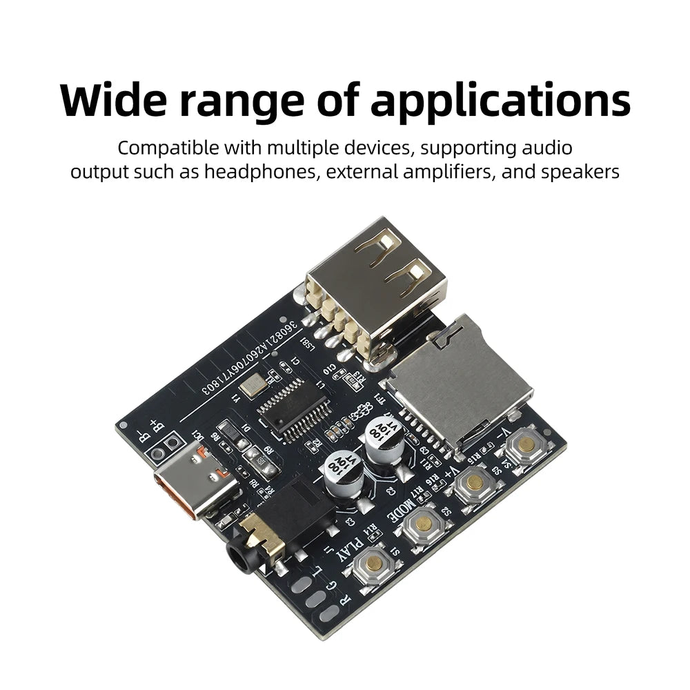 DC 5V BT 6.0 MP3 Audio Decoding Board Audio Receiver Module Type C Supports AAC Supports Online Tuning