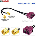 RG-174 Double Fakra D Female to SMA Male Pin + RP-SMA Female Hole 50 Ohm RF Connector Coaxial Cable WIFI Antenna Jumper Pigtail