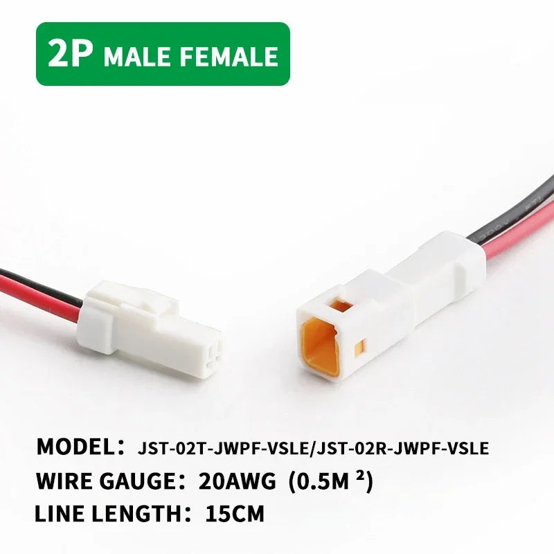 5/20/100set JST 02t/02r/03t/03r Waterproof Connector 2p/3p/4p/6p/8p Plug Socket With Cable 20awg/0.5m ² Wire Harness JWPF Series
