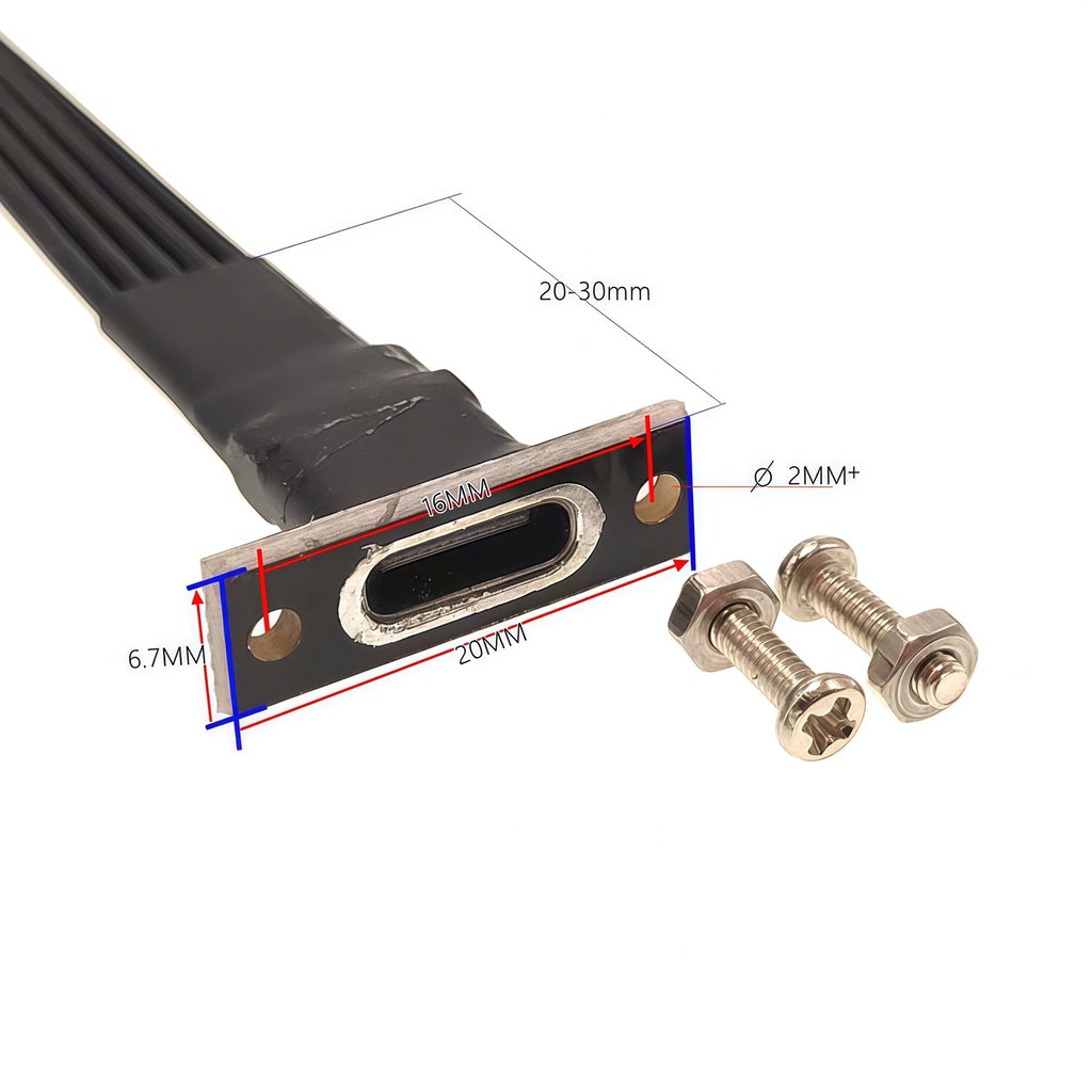 5CM 10CM 30CM USB 2.0 Type-C Flat Cable Extension FPC Cable USB 2.0 USB-C 90° Up/Down Angled Plug 5CM-1M