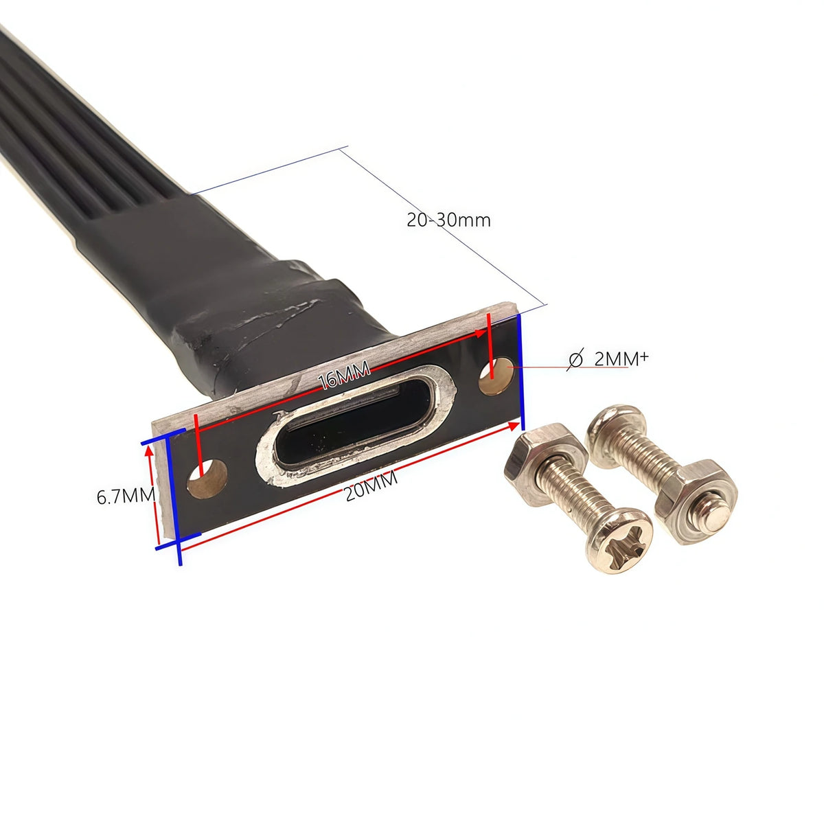 5CM 10CM 30CM USB 2.0 Type-C Flat Cable Extension FPC Cable USB 2.0 USB-C 90° Up/Down Angled Plug 5CM-1M