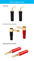 YYTCG 4pcs 4mm Banana plugs Y plug Pin plug Gold plated Speaker Connector Adapter No welding DIY Audio wire Connector