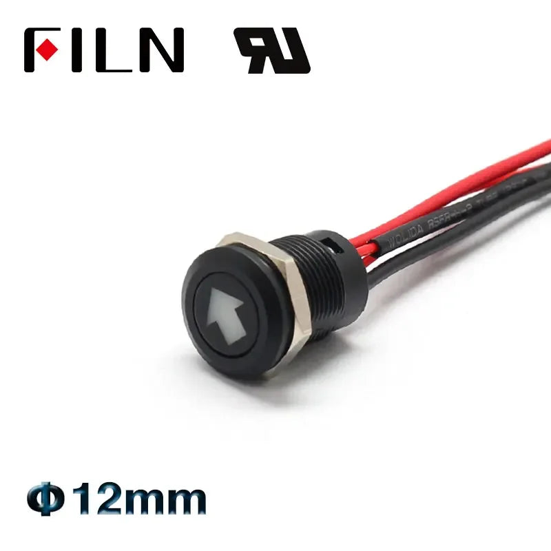 12mm 12V IP65 Symbol Push Button Switch Waterproof Plastic Button Momentary  for Racing Car & Boat - Dashboard Warning