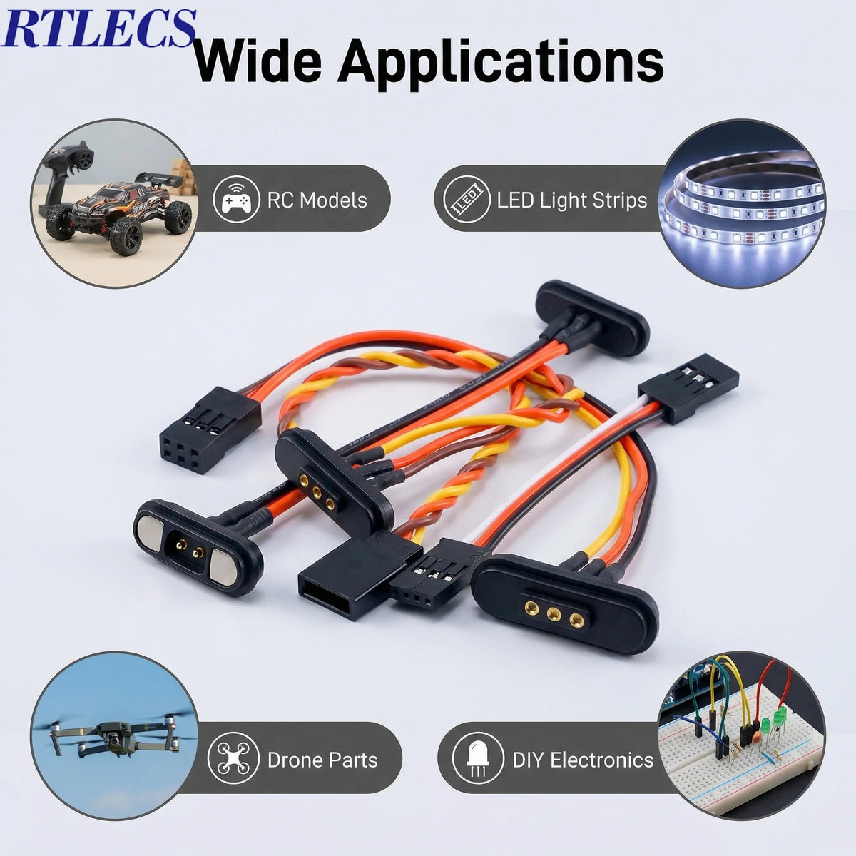 RTLECS Magnetic Connector RC Car Drone JST JR 24V 3A DC Power Battery Charger SM Led Strip Blind Connect USB Cable 2/3/4 Pin