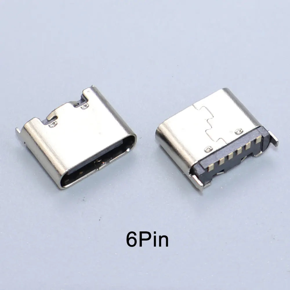 JCD 10PCS 2/6/16/24 Pin Type-C Charging Port USB-C Female Connector Charger Socket PCB Soldering SMD SMT DIY Repair Adapter