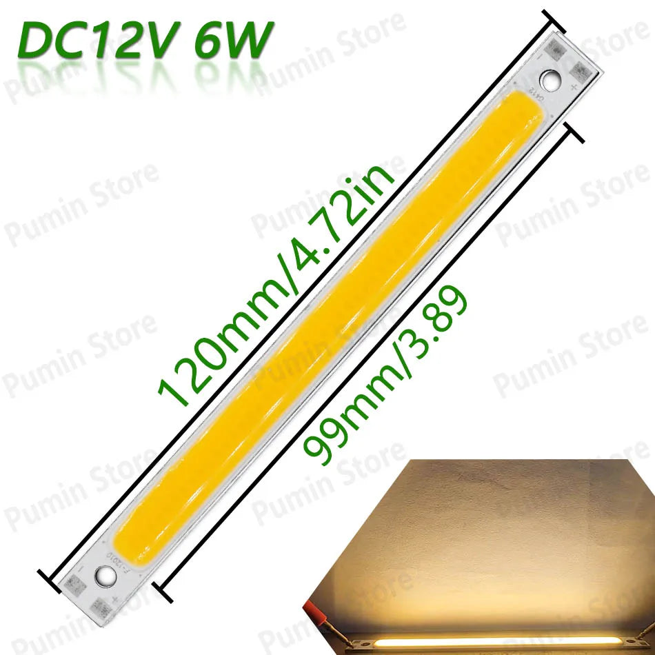 5pcs 12V COB LED Strip Light Bulb 120mm LED Chip Red Blue White Green Yellow For DIY Reading Light Staircase Kitchen Work Light