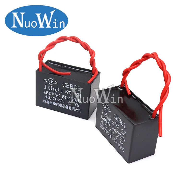 CBB61 450V 1UF 1.2UF 1.5UF 2UF 2.5UF 3UF 3.5UF 4UF 4.5UF 5UF 8UF 10UF 18UF 20UF 25UF Terminal Ceiling AC Fan starting capacitor