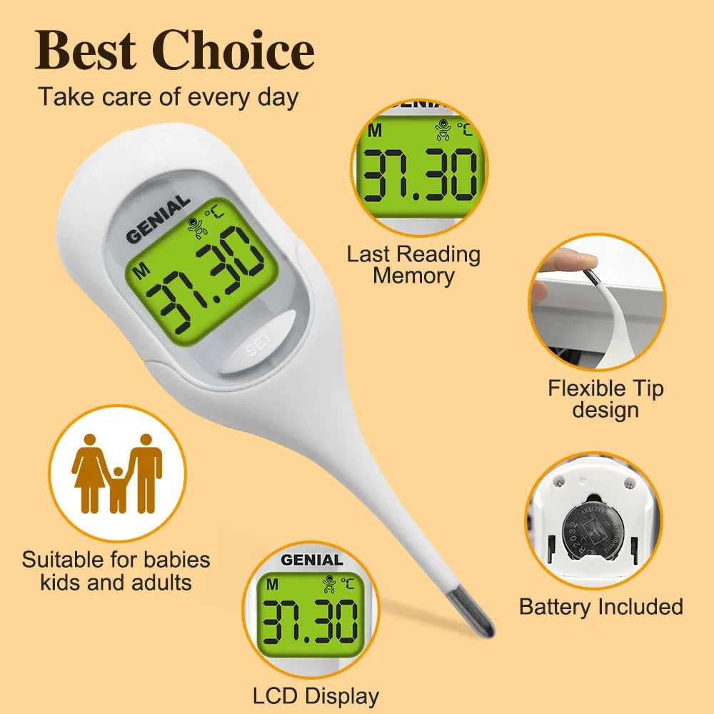 10S Digital Thermometer for Baby, Kids & Adults, Color-Coded Readings, Oral, Baby Rectal Thermometer or Under The Arm