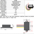 DC 72V 60V 48V 36V 24V to DC 12V 3A 5A 8A 10A Step Down Voltage Power Converter Auto Car Motorcycle Bus Truck Buck Power Supply