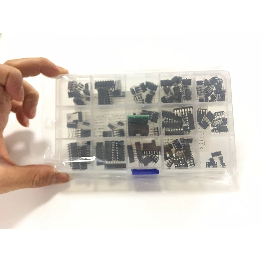 IC Chip Assortment 150Pcs,Opamp,Oscillator,Pwm,PC817,NE555,LM358,LM324, JRC4558,LM393,LM339,NE5532 Incl. Sockets Multi-Purpose