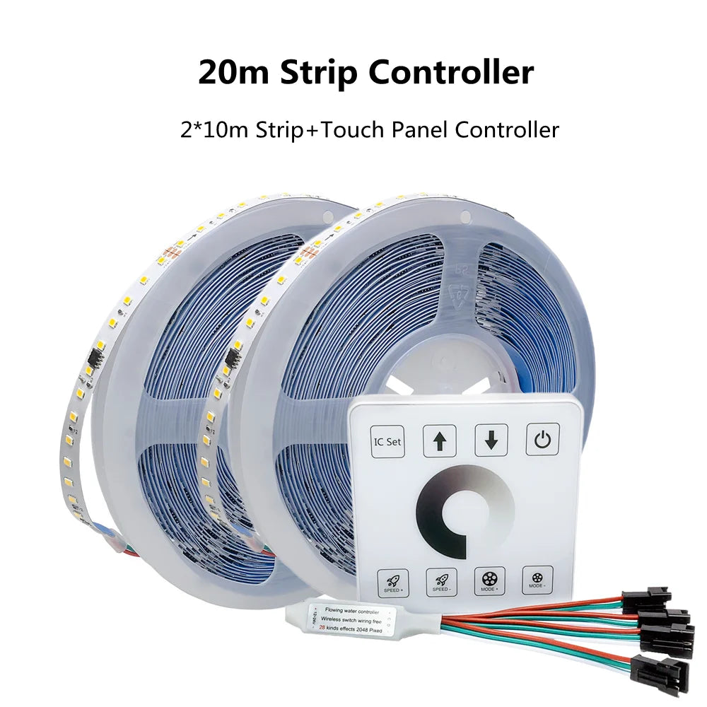 Running Water Flowing LED Strip Light WS2811 24V Horse Race Sequential LED Ribbon With RF Touch Panel Controller 10M 30M 40M Set