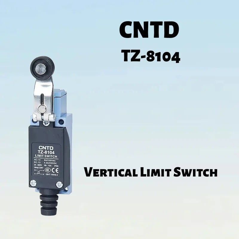 Limit Switch, CNTD TZ‑8104 metal plastic housing 1NO1NC contact, 10A 250VAC IP65 adjustable roller lever, travel sensor for CNC