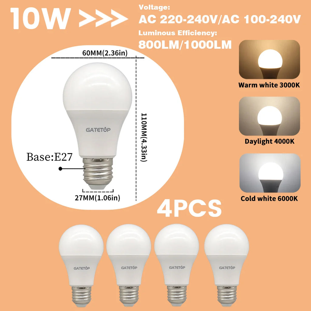 1-10Pack E27 10W LED Bulb Are Equivalent to 100W Incandescent Lamps  110V 220V Ultra-Bright 3000K 6000K For Living Room Use