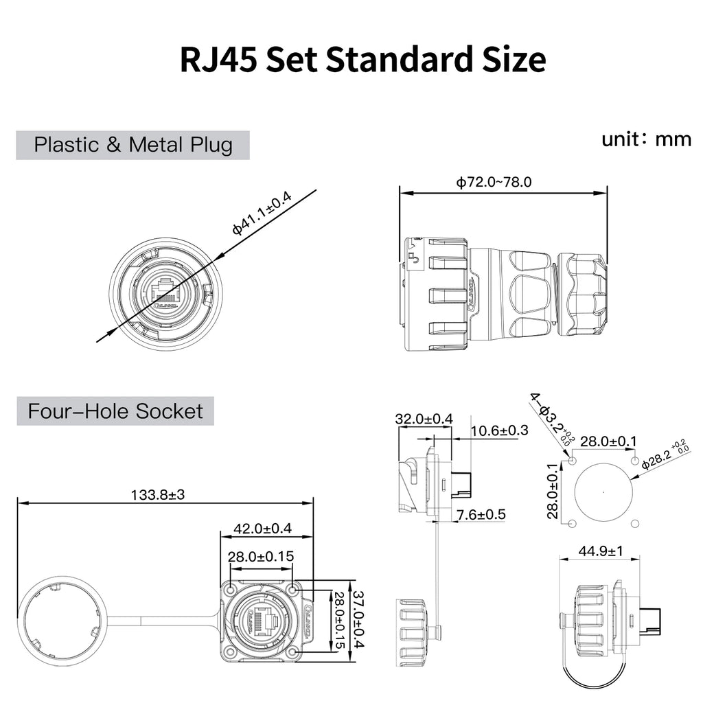 CNLINKO YM24 Waterproof Circular RJ45 Female Connector 8P8C Panel Mount PBT Bayonet for Industrial Ethernet Network & Marine