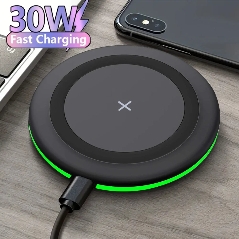 30W Wireless Charger LED Phone Charger Stand Suitable for IPhone17 16 15 14 13 12 Pro Fast Charging Base for Xiaomi Samsung