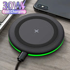 30W Wireless Charger LED Phone Charger Stand Suitable for IPhone17 16 15 14 13 12 Pro Fast Charging Base for Xiaomi Samsung