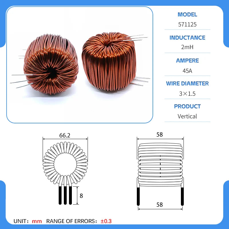 47mm Double Ring 1mH 2mH 3mH 220uH Charging Pile Inductor LCL Filter Inductor PFC