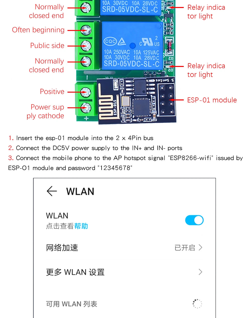 ESP8266 Dual Channel WIFI Relay Module ESP-01 DC5V With Relay Indicator and Reset Button 2 CH relay Boad Low Level Control
