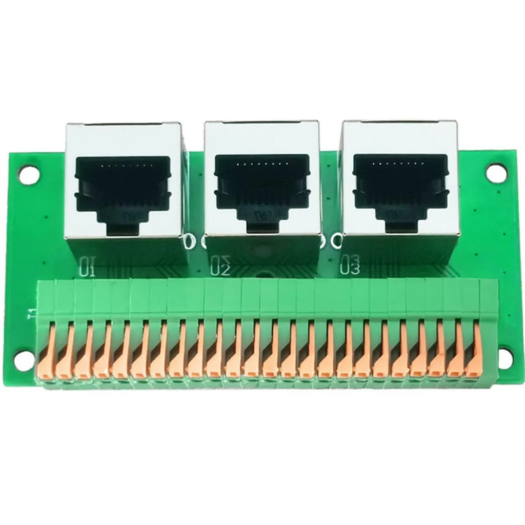 RJ45 Female Breakout Board,Solderless RJ45 to 8Pin Quick Spring Terminal,Three Ways RJ45 Female Connector with PCB Board DY