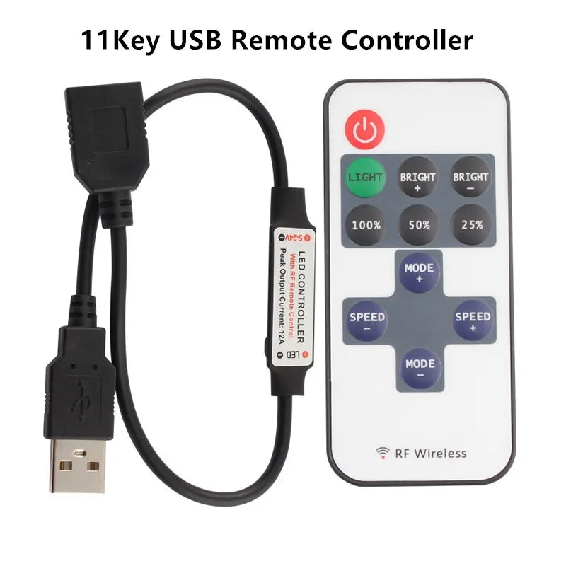 DC 5V USB LED Strip Light RGB Single Color Controller IR Bluetooth Remoter RF Wireless Remoter Control For LED Strip Light