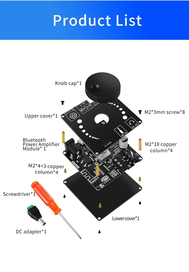 Power Amplifier Board Stereo Digital Amplifier 50WX2 - Mini Speaker Power Board Module Bluetooth 5.0 Hi-Fi Amp 50W+50W