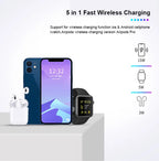 3 in 1 Magnetic Wireless Charger For iPhone 16 15 14 13 12 Fast Charging Station for Apple Watch 10 9 8 7 6 5 4 Airpods 2 3 Pro
