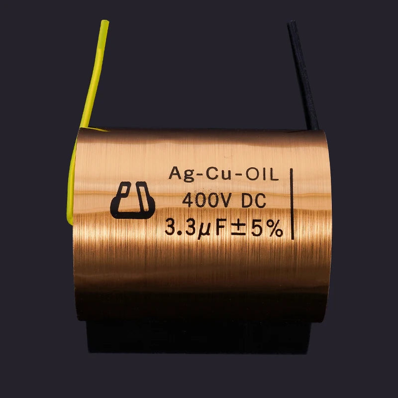 1pcs Copper foil Oil-Impregnated Silver Pin Polar Capacitor HIFI Audio DIY Grinding Mill Frequency Division Coupling MKP