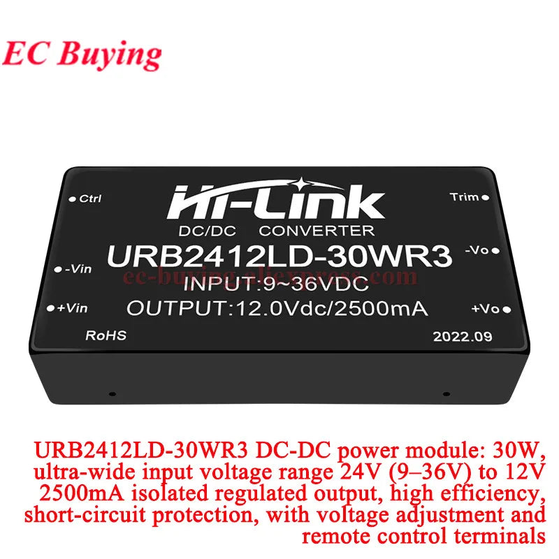 30W 40W 50W AC DC Power Module 110V 48V 24V to 48V 24V 15V 12V 9V 5V 3.3V URB4812LMD URB2405LMD URB1D24LD URB2415LD URB2403LD