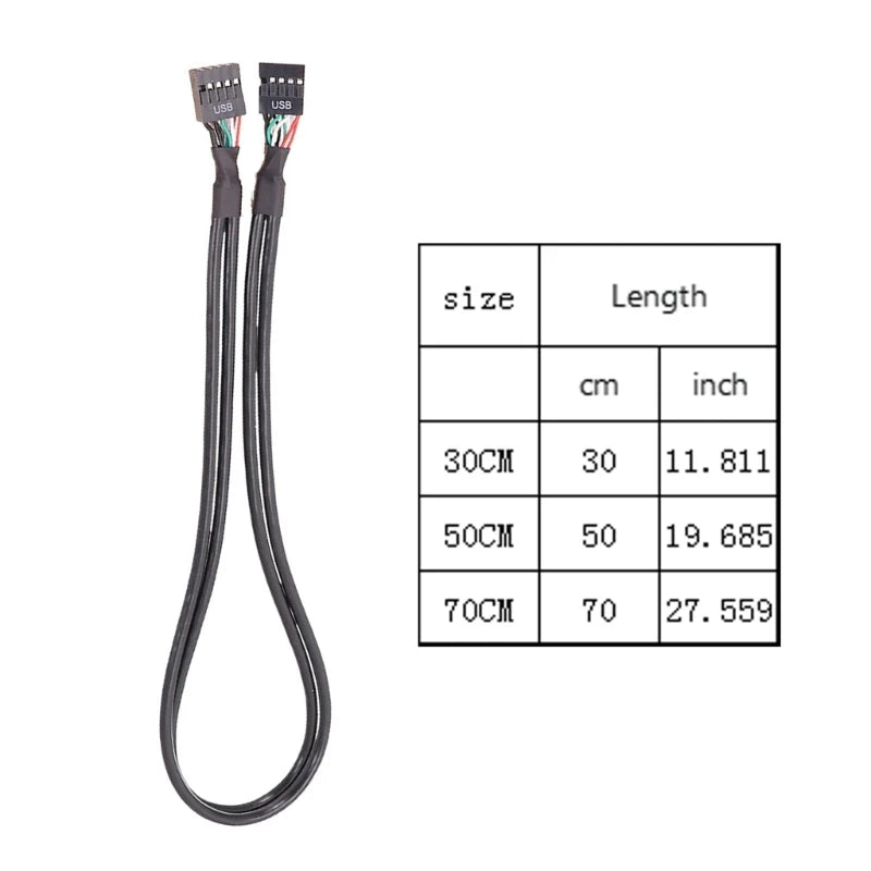 Computer Motherboard Front Usb 9pin 2.0 Extension Cable 9-Pin Female To Female Extension Cable 30/50/70cm
