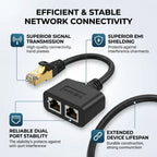 Portable RJ45 Ethernet Adapter Cable Extension 1 to 2 Port Excellent Connection Transmission Splitter Adapter for Home Office